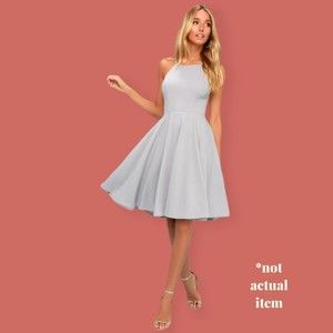 🩶 NWT LULU'S IRRESISTIBLE CHARM GREY MIDI A-LINE FIT & FLARE SZ S SOLD OUT